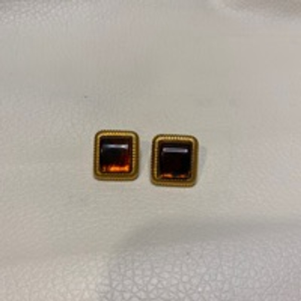 Vintage Brown Gold Tone Women's Post Earrings